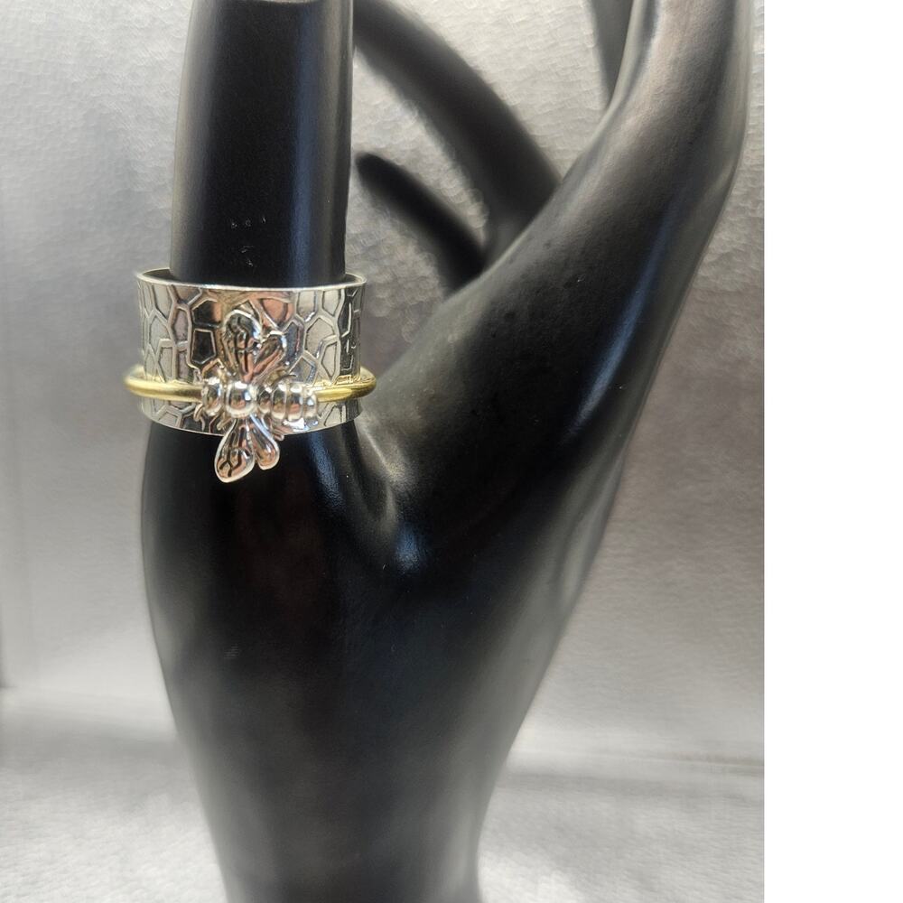 Bumblebee Spinner ring Handmade Sterling Silver 925 Stamped Sz 10 - Picture 2 of 10